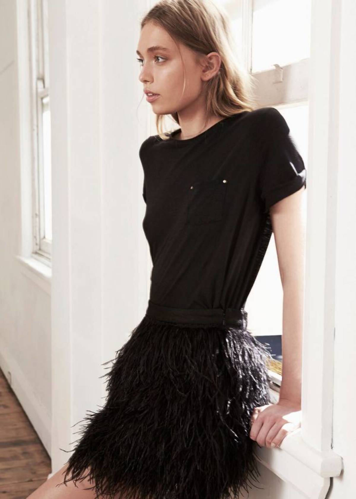 Aje Wattle Feather Mini Skirt - BLACK | Garmentory
