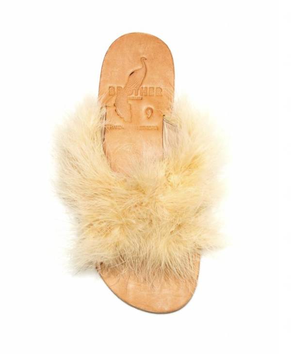 Brother Vellies Marabou Lamu Sandal - Mango