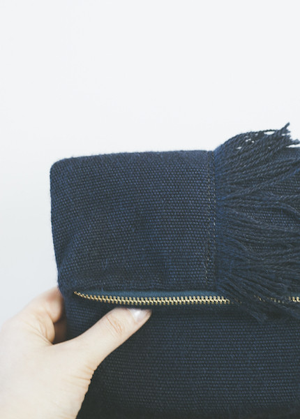 Proud Mary Navy Foldover Fringe Clutch Proud Mary Navy Foldover Fringe Clutch