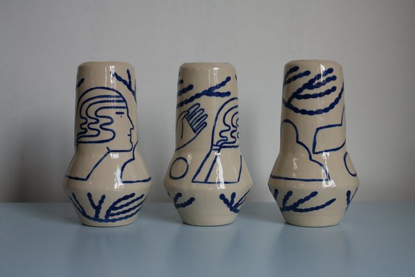Sophie Alda Large Rocket Vase - CREAM/BLUE Sophie Alda Large Rocket Vase - CREAM/BLUE