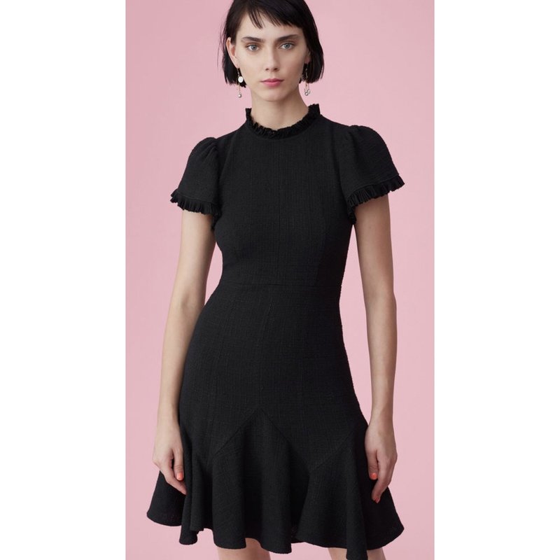 Rebecca Taylor Short Sleeve Tweed Dress - Black | Garmentory
