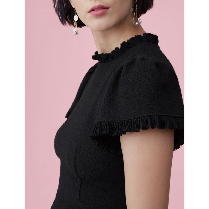 Rebecca Taylor ブラック 半袖 ワンピース 4 Rebecca Taylor Short Sleeve Tweed Dress - Black | Garmentory