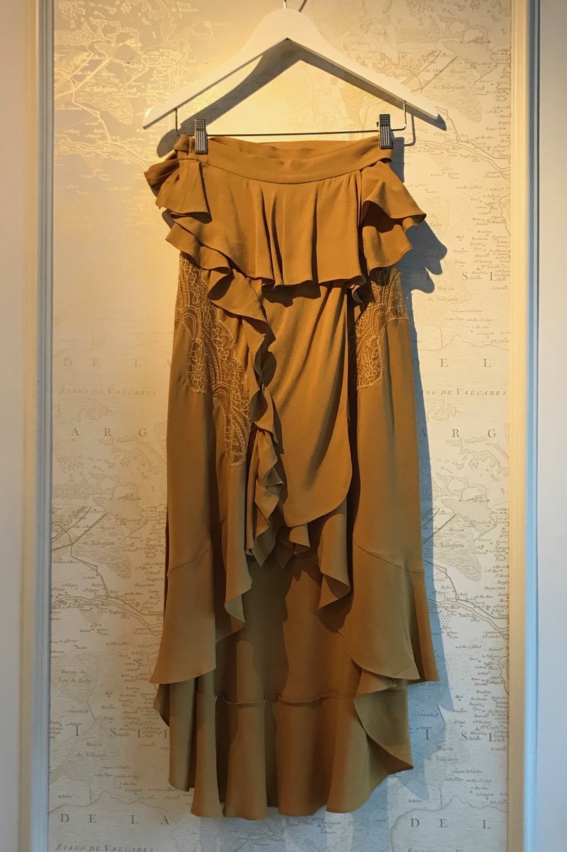 IRO Breathe Ruffle Wrap Skirt - Mustard | Garmentory