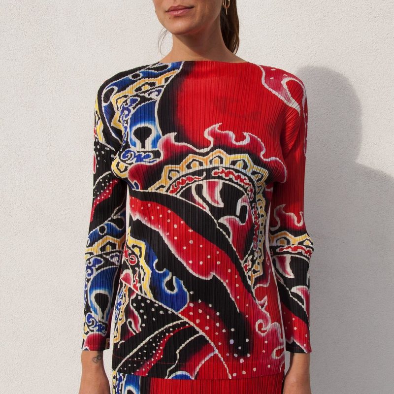 トップス archive 21ss ISSEY MIYAKE long tee Issey Miyake Pleats Please Long Sleeve Tee - Flame Print | Garmentory