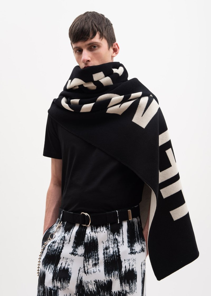 Helmut Lang Large Logo Scarf - Black | Garmentory