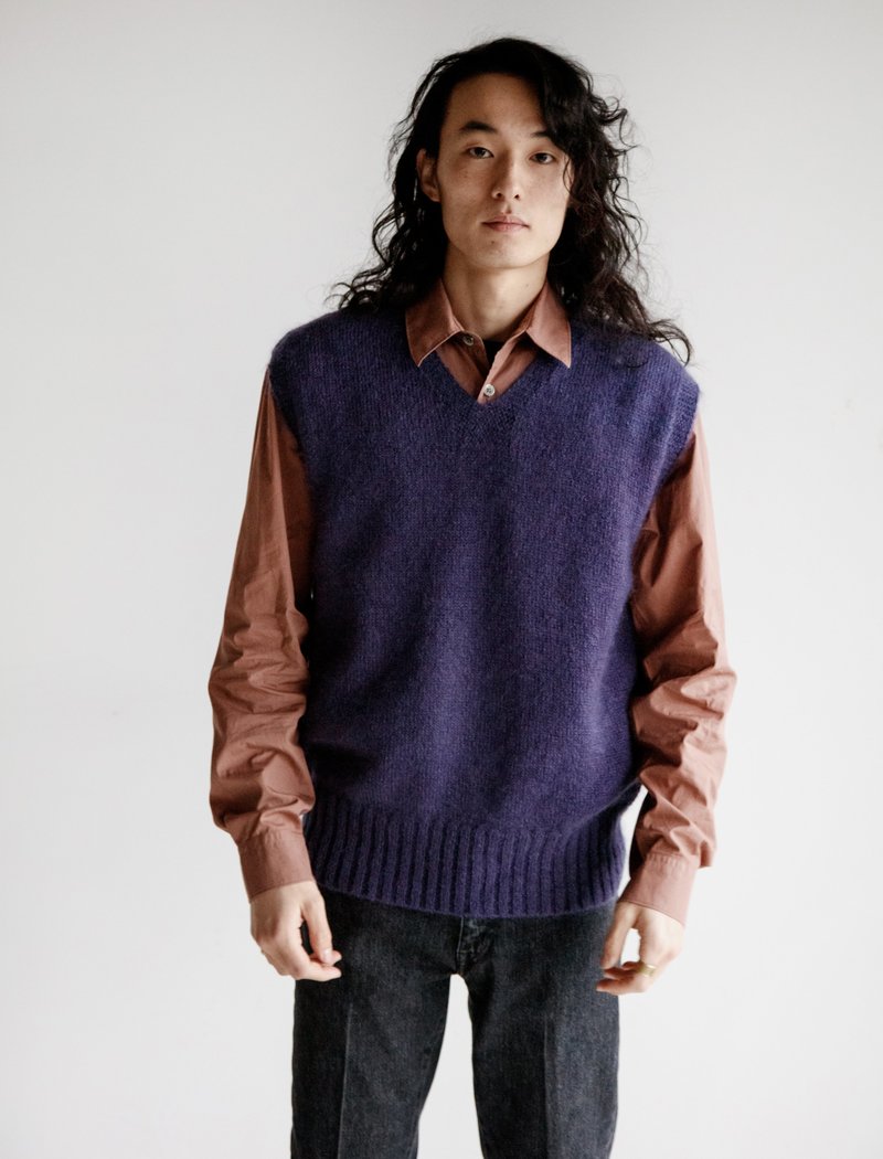 Needles V Neck Knit Vest - Purple | Garmentory