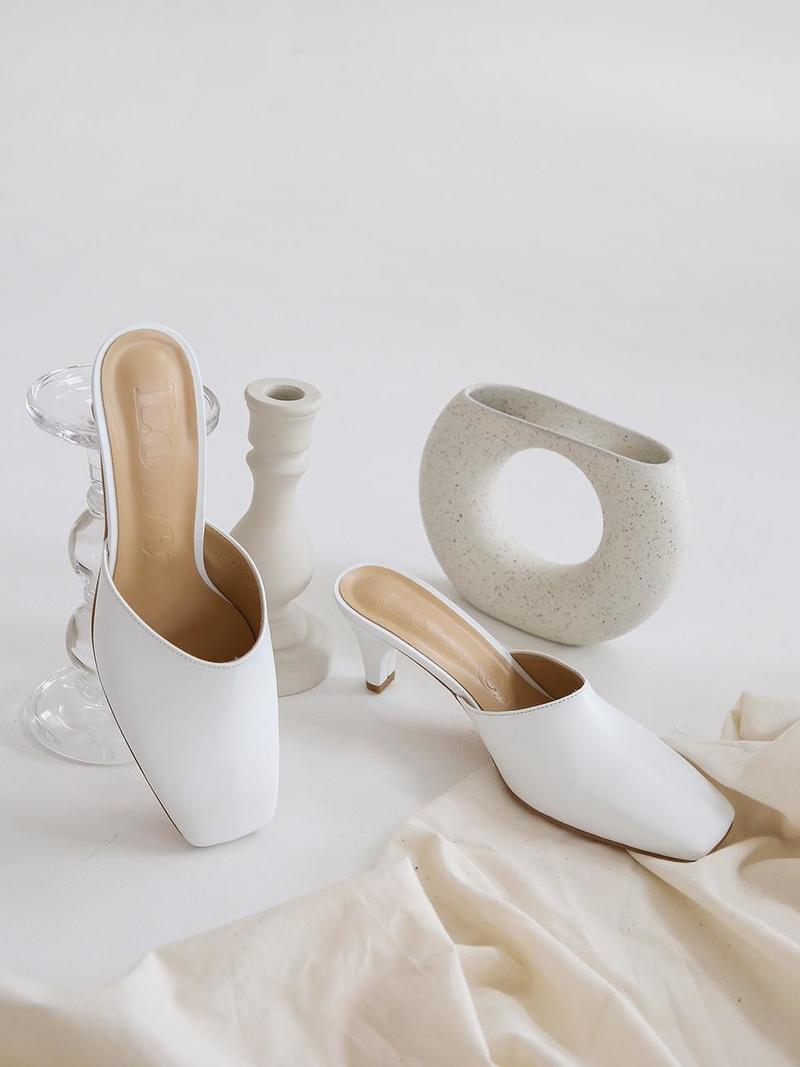 LOWER Square Toe Mule - White | Garmentory