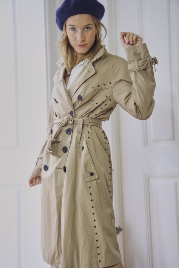Vintage Aquascutum Rivet Detal Trench Coat cream Garmentory
