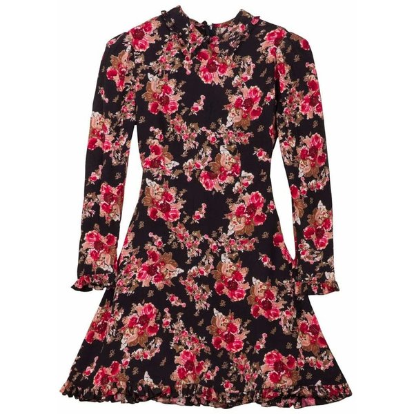knee length dresses for ladies 100% Cotton Navy Floral Long Sleeve Mini Dress - All Dresses main image 0