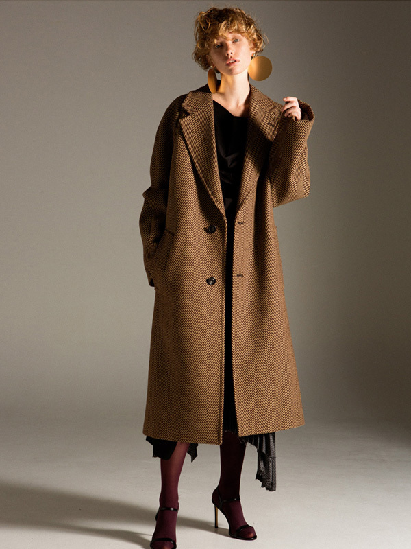 ANDERSSON BELL Miguel Raglan Coat - Brown Herringbone | Garmentory