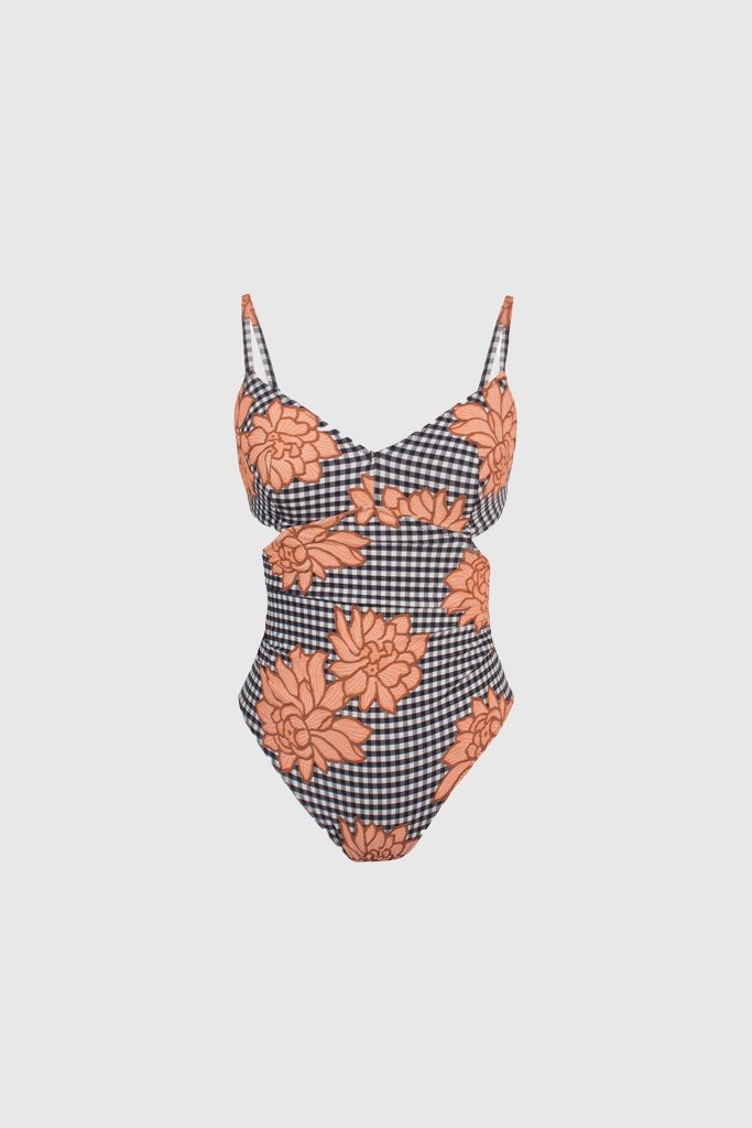 Lonely Natasha Swimsuit Peach Gingham Garmentory