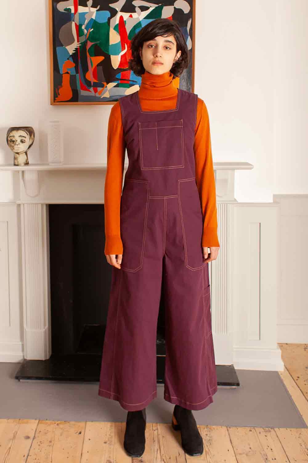 burgundy boiler suit