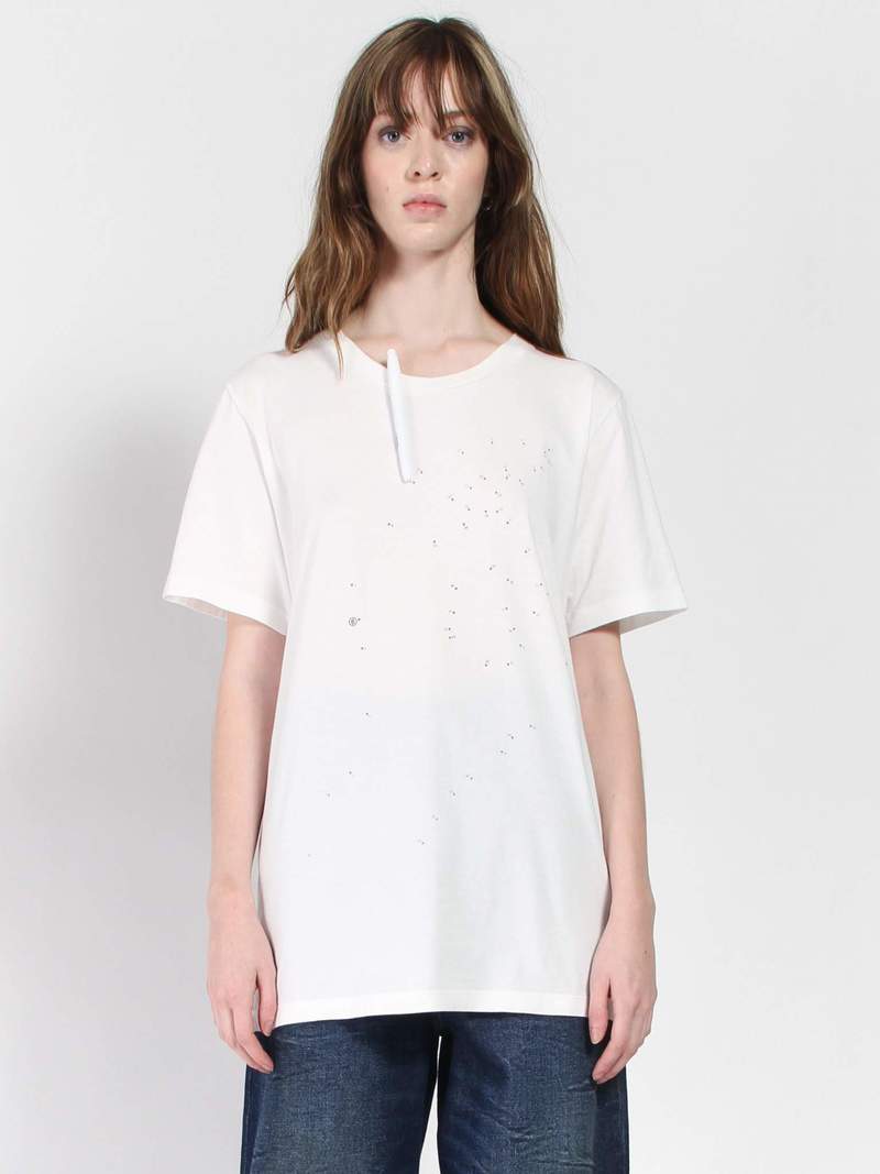 トップス mm6 MM6 Maison Margiela: ホワイト Taped ジャージ トップス