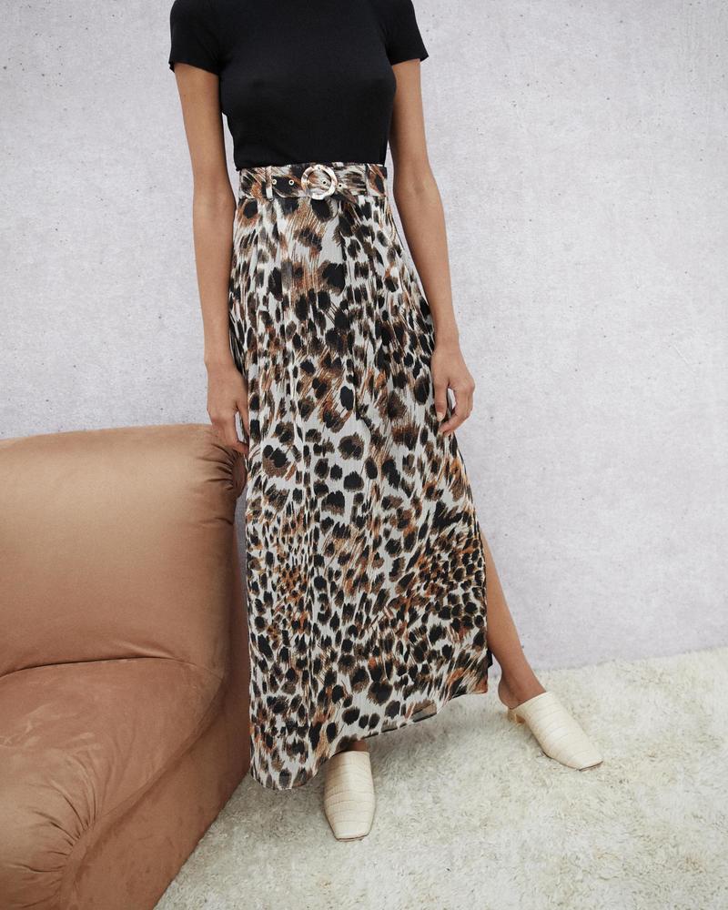 Nanushka Nataal Belted Maxi Skirt - Ocelot Print | Garmentory