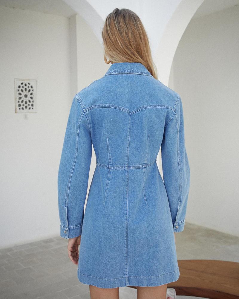 chinese dress ladies Sabrina Denim Maxi Dress Denim / Medium