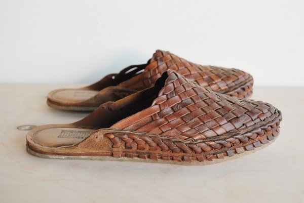 Mohinders Dark Leather Woven City Slippers - Chocolate Brown  display picture 2