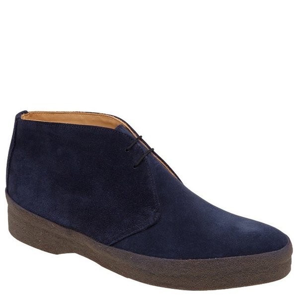 Sanders Suede & Crepe Sole English Made Chukka Boots NAVY Garmentory