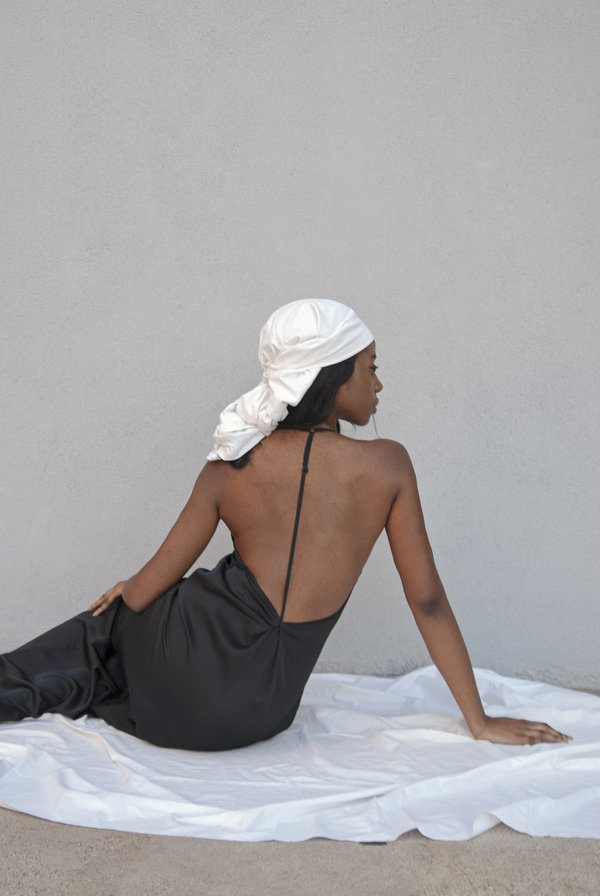 K M by L A N G E Open Back Asymmetric Slip Dress - Black K M by L A N G E Open Back Asymmetric Slip Dress - Black
