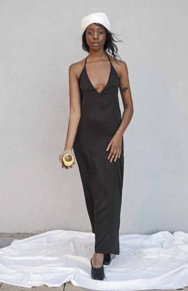 K M by L A N G E Open Back Asymmetric Slip Dress - Black K M by L A N G E Open Back Asymmetric Slip Dress - Black
