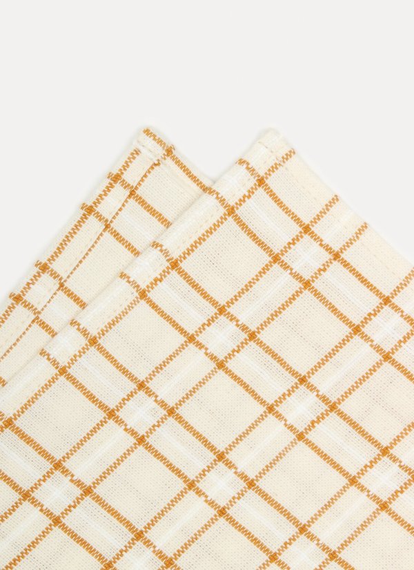 Open Plaid Goldenrod Napkin Set - Thumbnail 2
