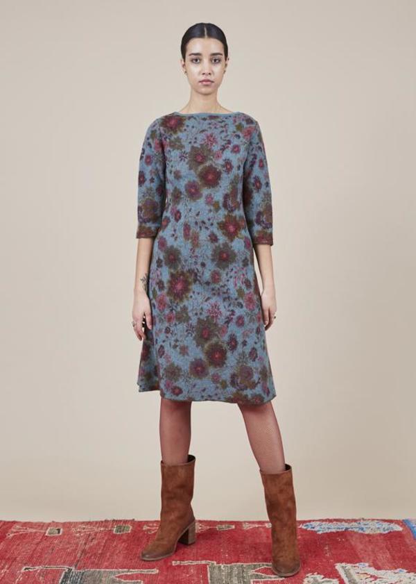 Butapana 3/4 Sleeve Knit Dress - Blue | Garmentory Butapana 3/4 Sleeve Knit Dress - Blue | Garmentory