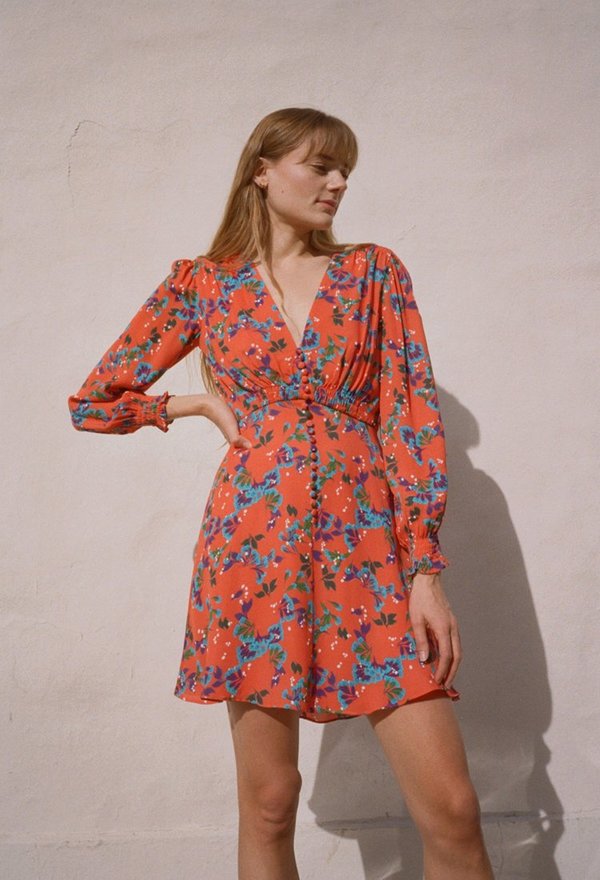saloni eve mini dress SALONI Eve floral silk crepe de chine mini dress Size 8