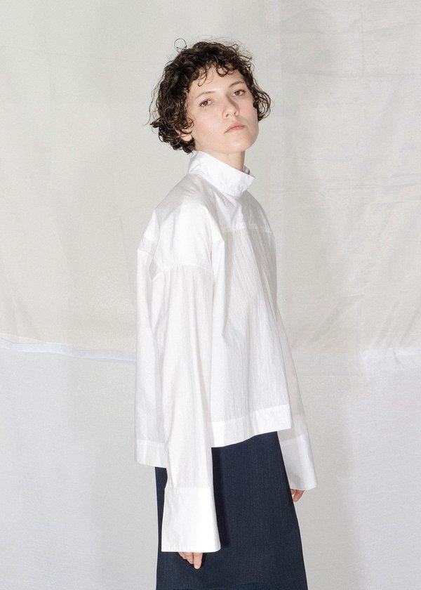 Nomia Oversize Mockneck Shirt - White | Garmentory