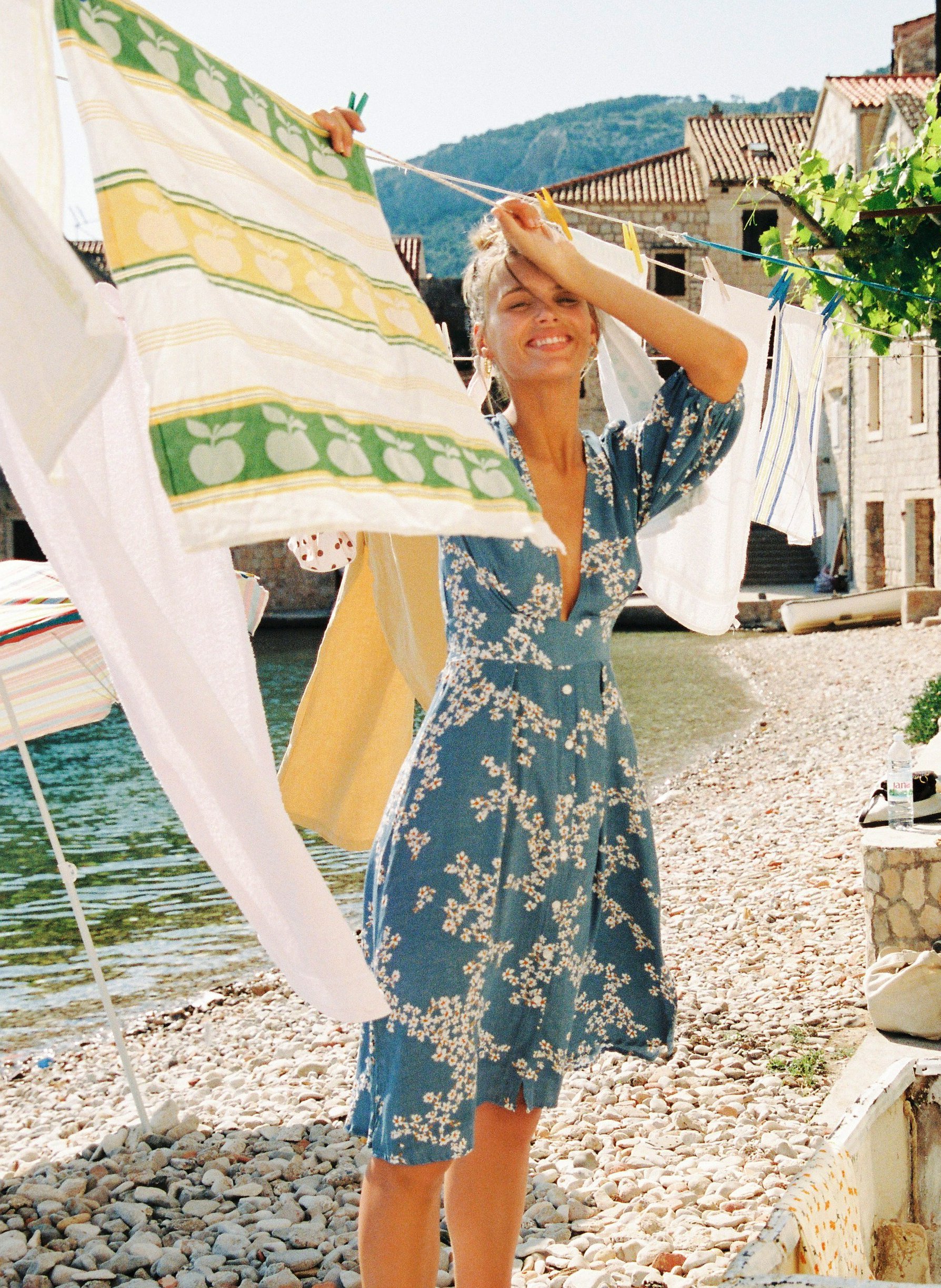 cornflower blue midi dress