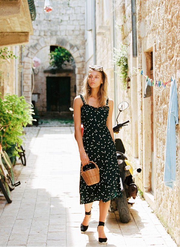 Faithfull gizele midi dress linnea dot/green on Garmentory