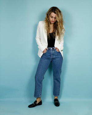 smythe wrap blazer white