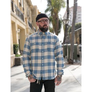 RRL Checked Twill Work Shirt - Indigo/Cream | Garmentory
