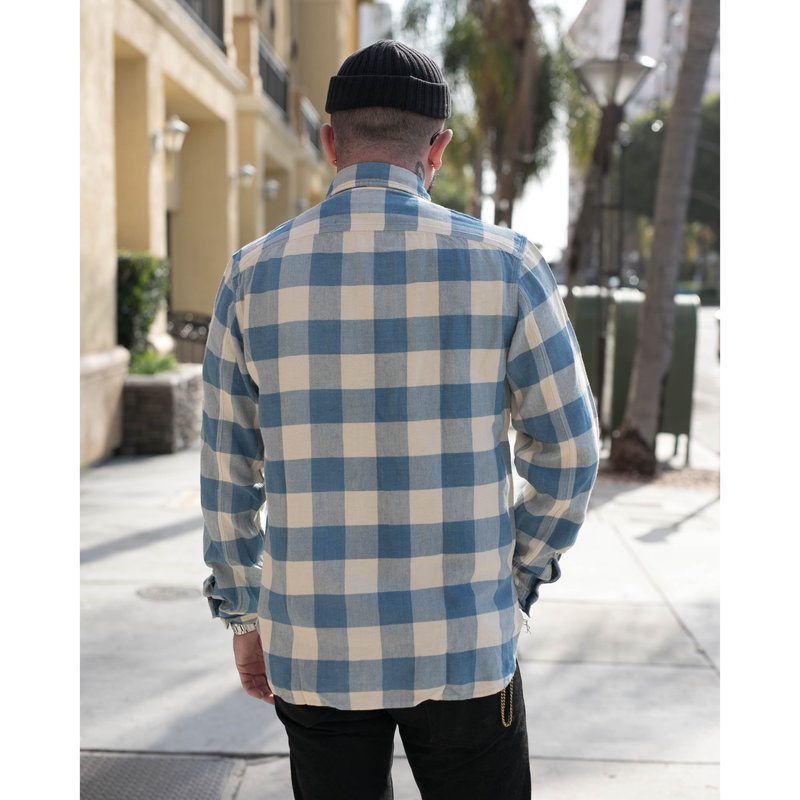 RRL Checked Twill Work Shirt - Indigo/Cream | Garmentory