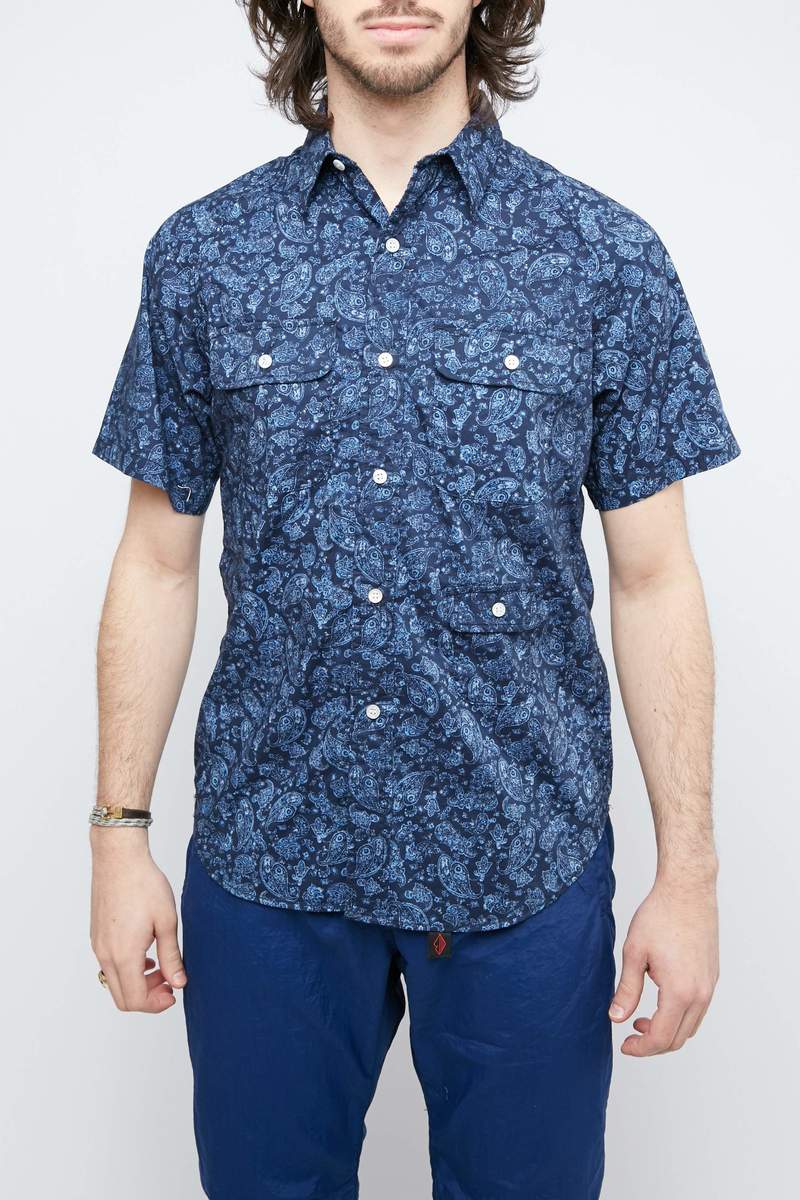 Battenwear Short Sleeve Camp Shirt - Navy Paisley | Garmentory