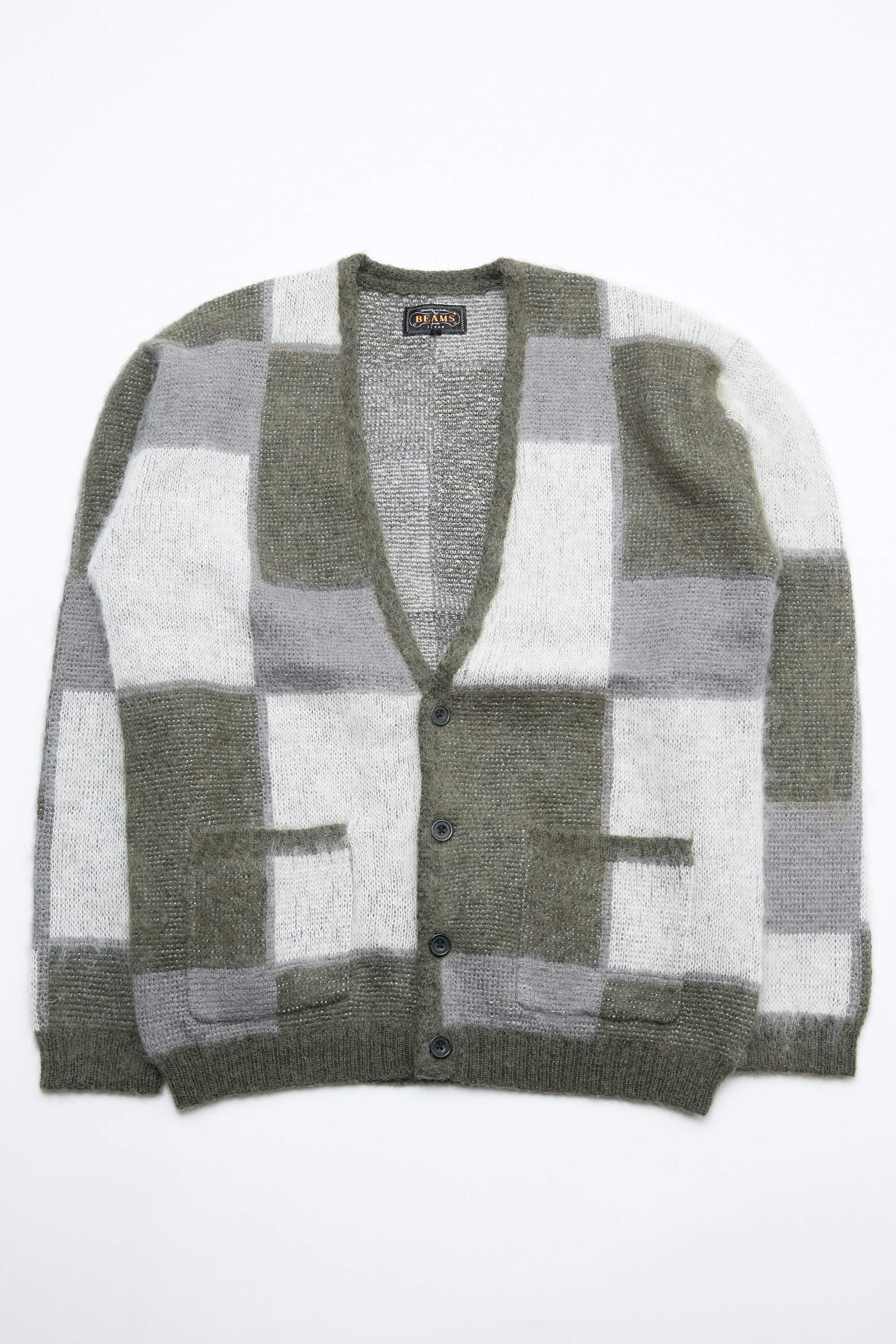 Beams+ Shaggy Cardigan - Olive Mix | Garmentory