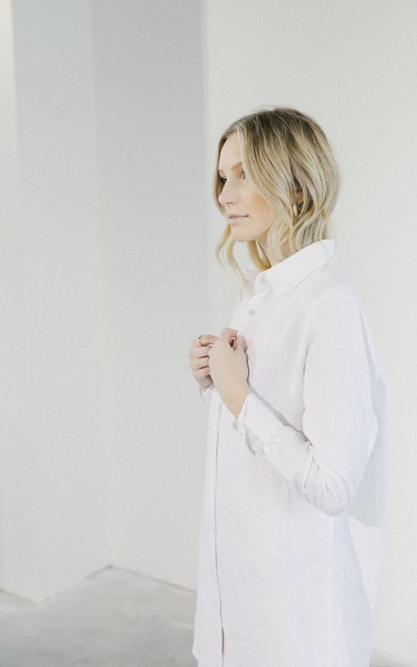 Assembly Label Xander Linen Shirt Dress - White on Garmentory