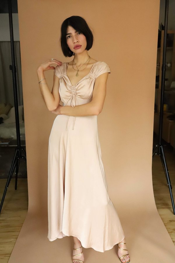 blush beige dress Floral Embellished Lace A-Line Cocktail Dress main image 1