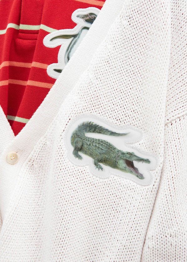 カーディガン doublet 3D patch knit cardigan Doublet 3D Patch Cut Off Cardigan - White | Garmentory