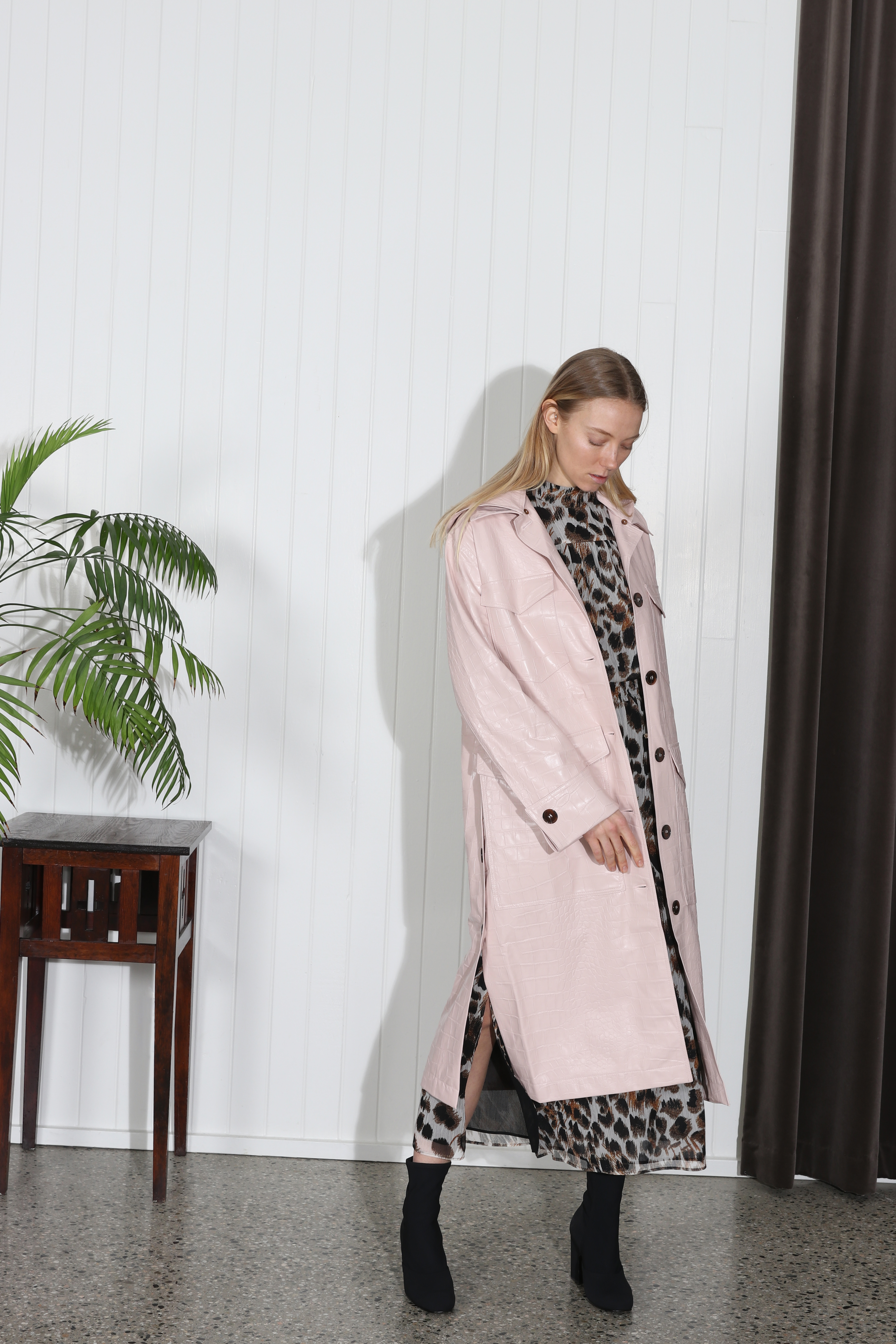 blush duster coat
