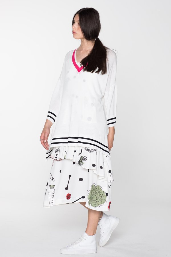 SALASAI V KNIT DRESS - WHITE LINEN KNIT
