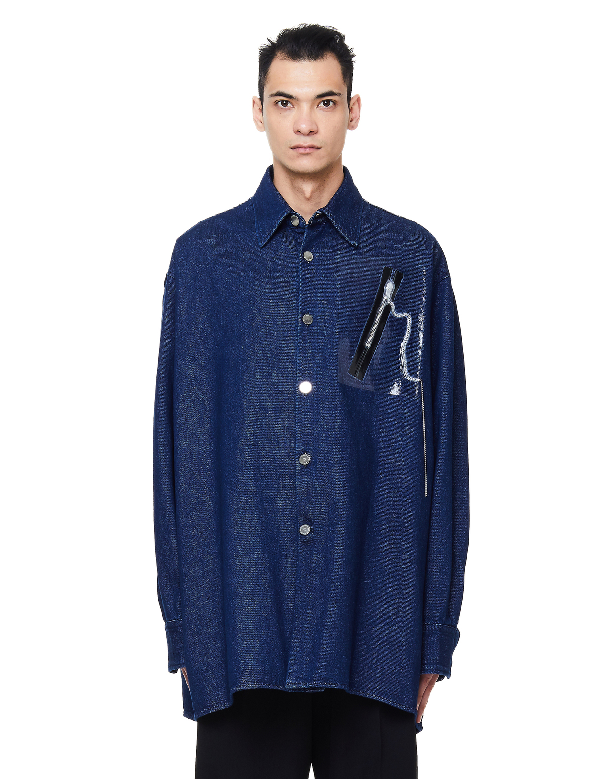 Raf Simons Denim Shirt With Pocket - Blue | Garmentory