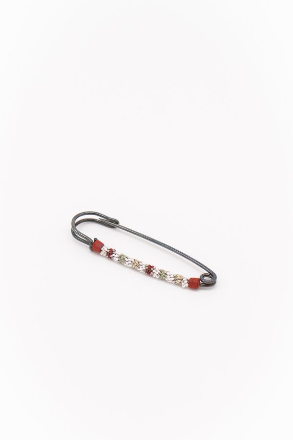 Robin Mollicone Beaded Gunmetal Decorative Safety Pin
