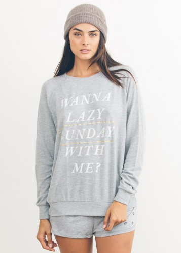 JUNK FOOD Wanna Lazy Sunday With Me Lounge Fleece JUNK FOOD Wanna Lazy Sunday With Me Lounge Fleece