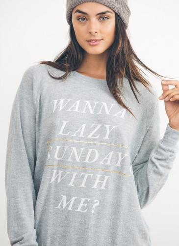 JUNK FOOD Wanna Lazy Sunday With Me Lounge Fleece JUNK FOOD Wanna Lazy Sunday With Me Lounge Fleece