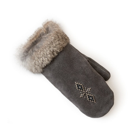 MANITOBAH MUKLUKS - FUR TRIMMED MITTS COAL MANITOBAH MUKLUKS - FUR TRIMMED MITTS COAL