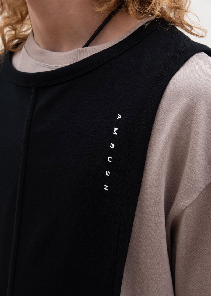 ★AMBUSH★ Layered Crewneck Overfit T-Shirt Beige 1211533132 Beige Layered Sweatshirt by AMBUSH on Sale