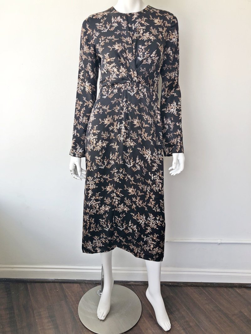 VINCE Eden Branch Twist Drape Dress black Garmentory