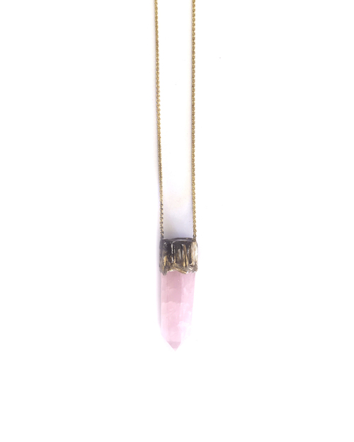 Adina Mills Rose Quartz Obelisk Necklace Adina Mills Rose Quartz Obelisk Necklace