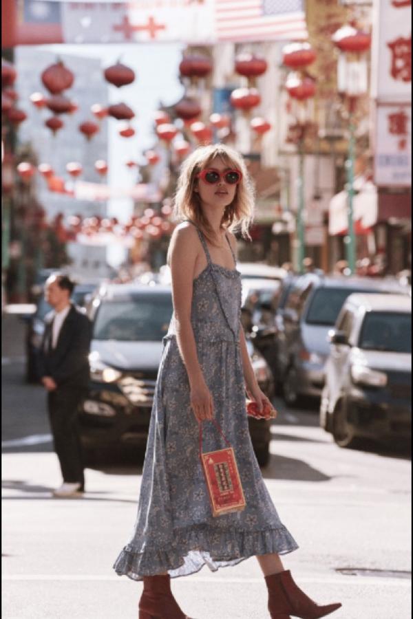 flowy spring midi dress Baltic Born Womens Loretta Smocked Midi Dress | Midnight Floral