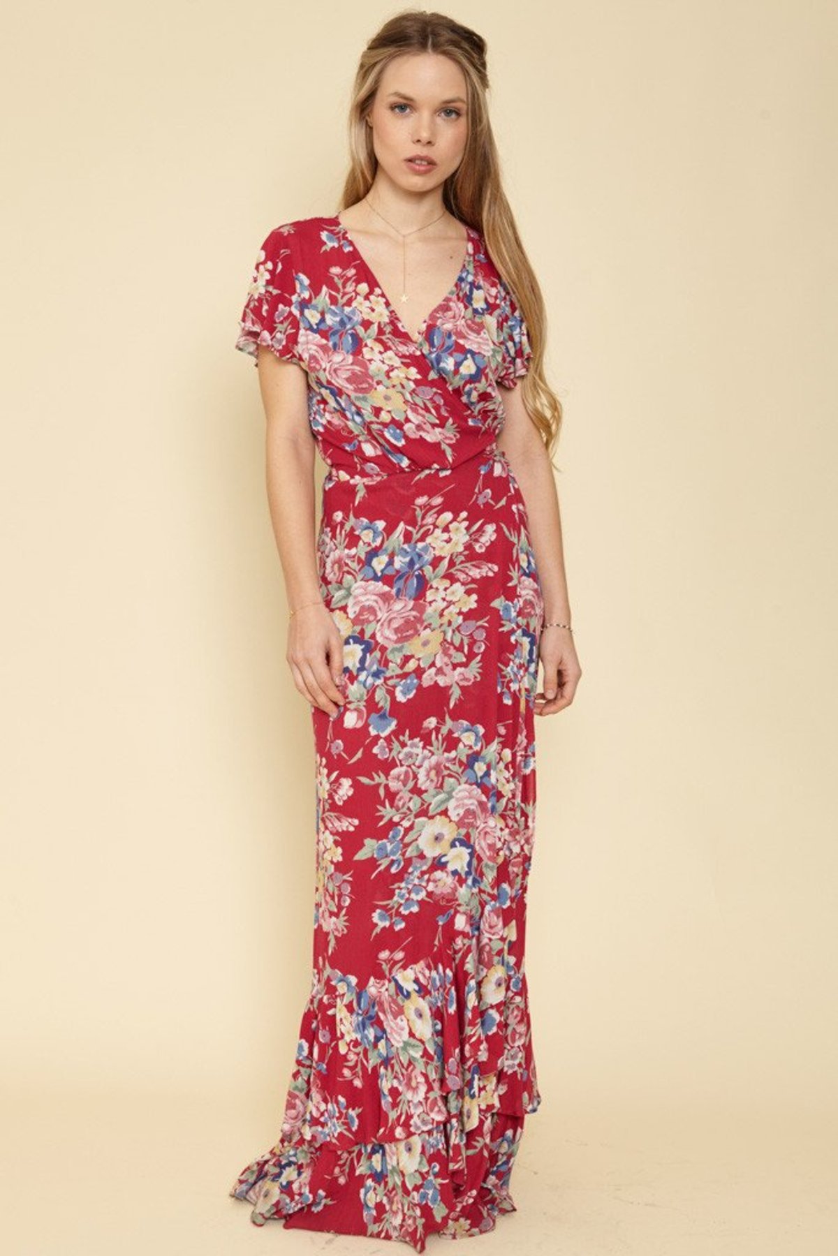 Cherry Beach House Frill Maxi Dress | Garmentory Cherry Beach House Frill Maxi Dress | Garmentory