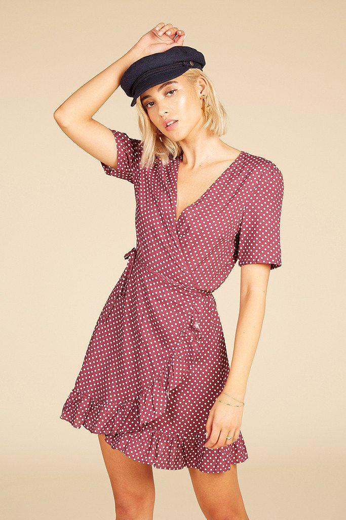 Orchid Polka Dot Wrap Dress